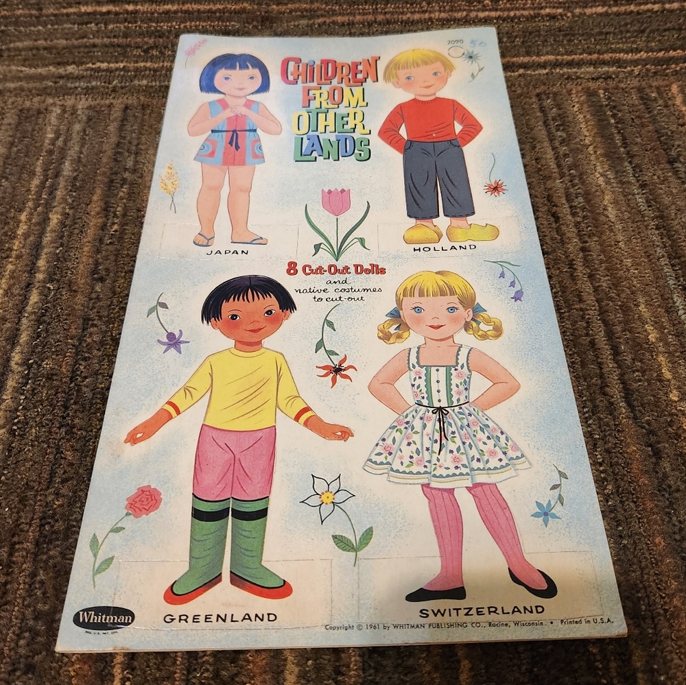 Vintage 1961 Whitman Uncut Paper Doll Book - Children From Other Lands # 2090